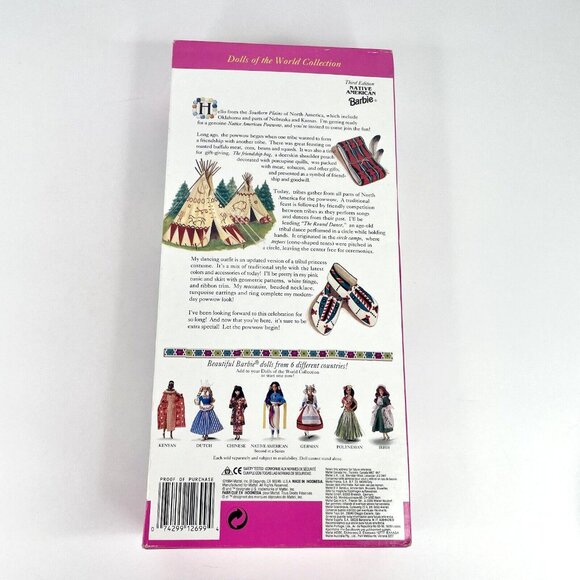 Barbie Native American,Third Edition.Dolls of the World-Mattel#12699, New in Box - Picture 10 of 10